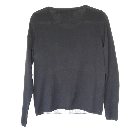 Anthropologie Knitted & Knotted Michelle Morin Chiffon Panel Sweater S - Picture 3 of 9